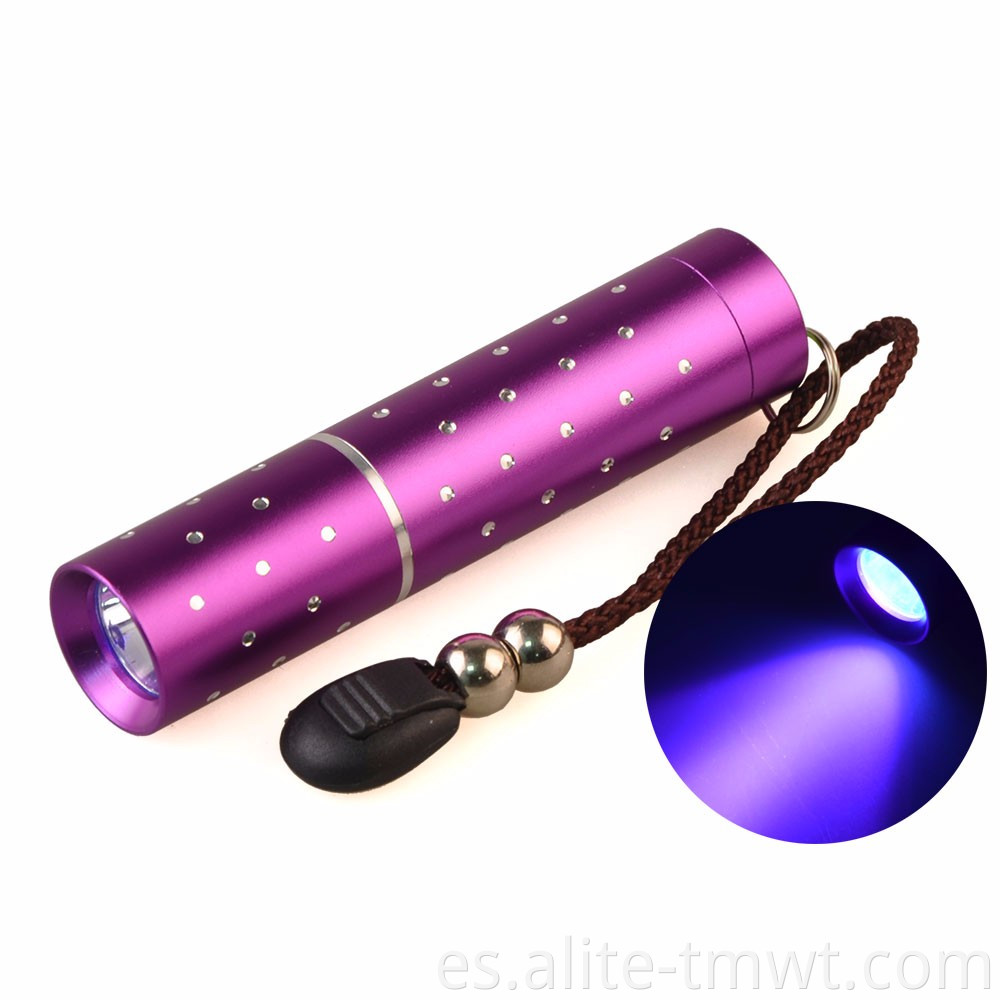 Mini bolsillo Linteria Torca de luz negra LED PURPURA Lámpara de 365 nm Lámpara UV